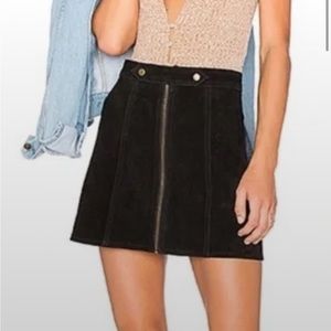 Understated Leather Black Suede A-Line Center Zip Skirt, Size S